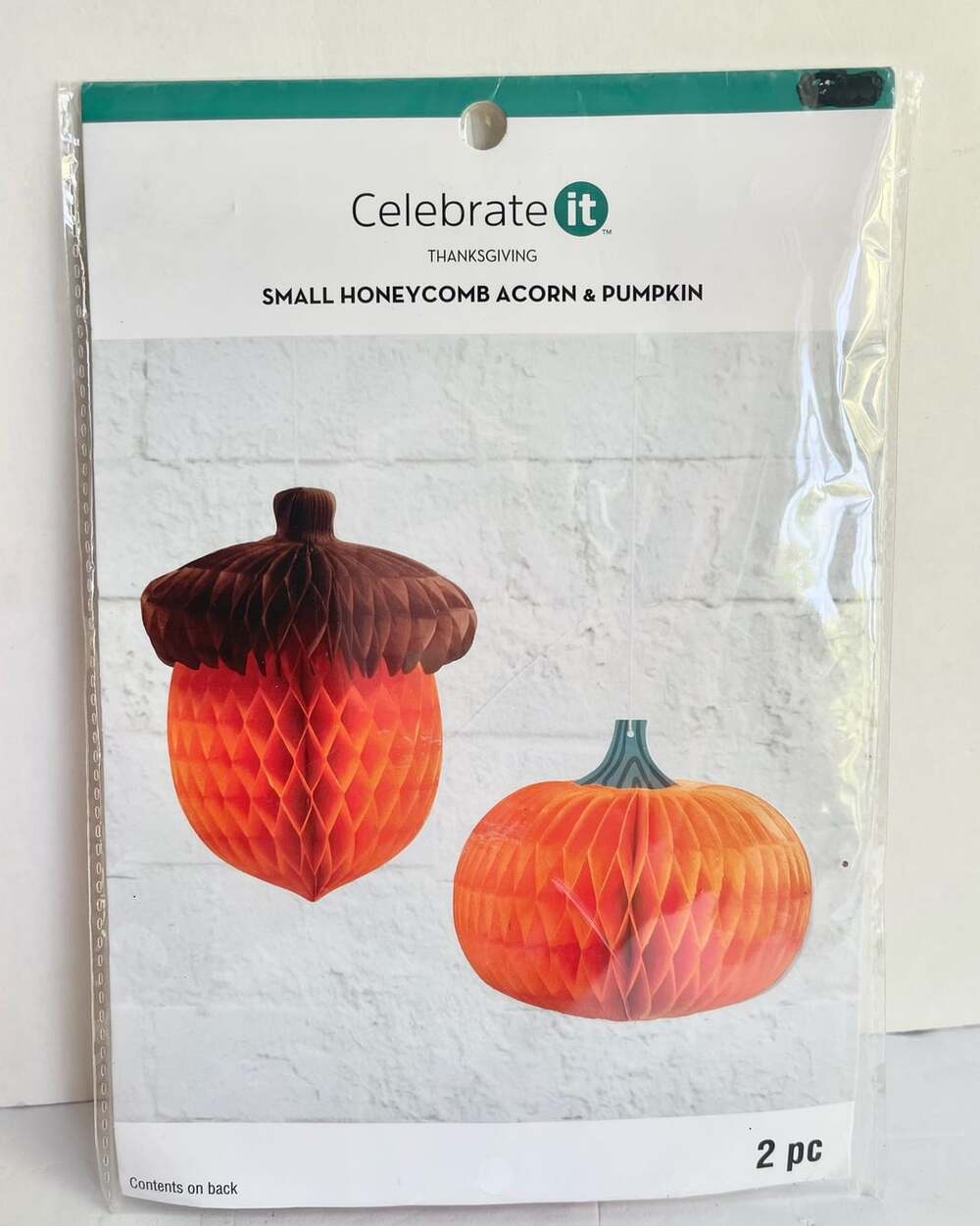 Celebrate It Small Honeycomb Acorn & Pumpkin 2 pc Thanksgiving Decor
